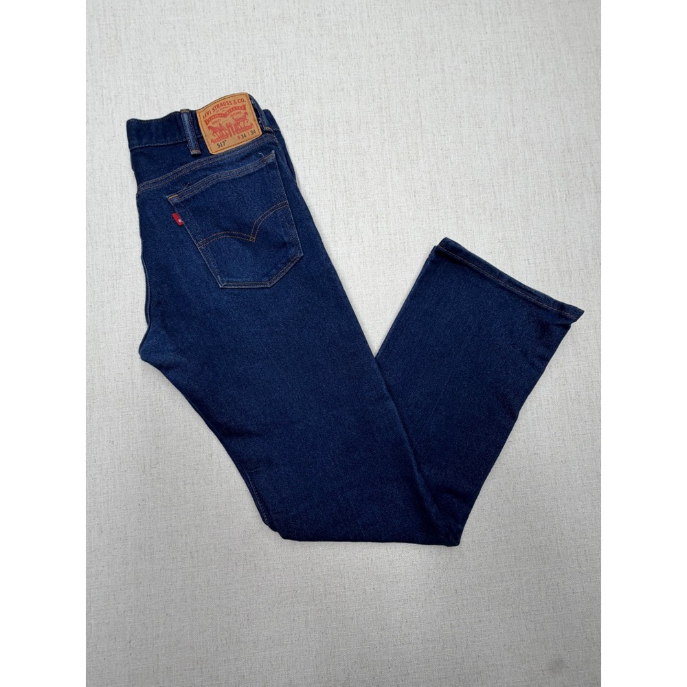 Levis 517 Mens Bootcut Jeans Indigo Blue Denim W34 L34 Classic Fit Pants NWOT